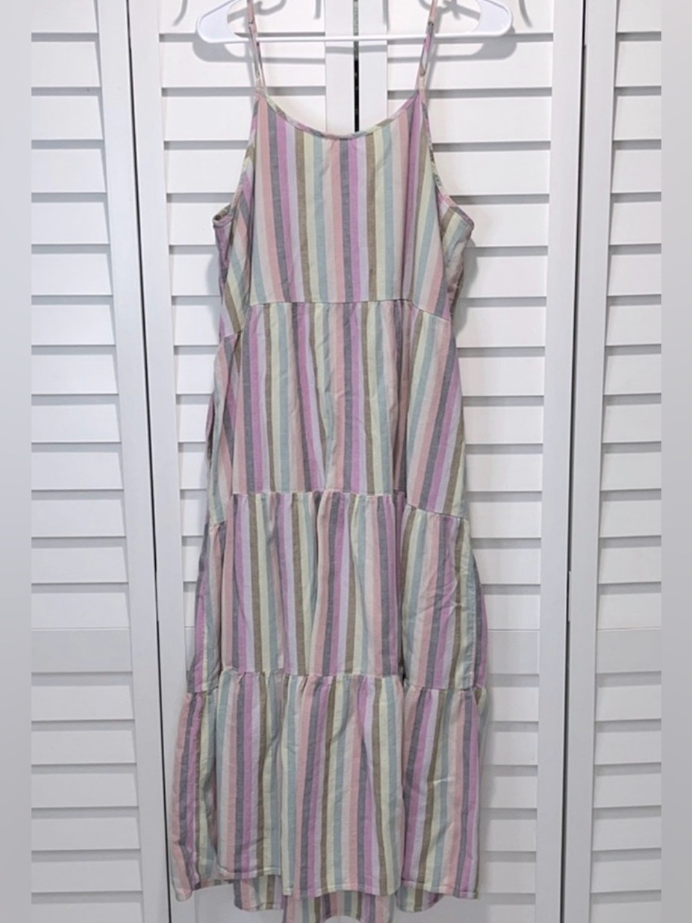 🌸 Universal Thread Pastel Stripe Tiered Maxi Dress